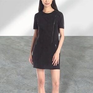 BCBGMaxazria Faux Suede Zippered Moto Style Dress